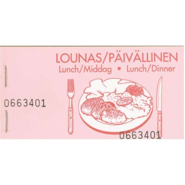 Lounas/päivällislippu numeroitu /100