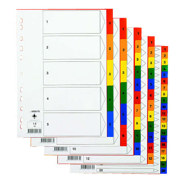 Hakemisto A4 1-20 värillinen muovi