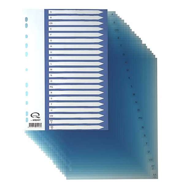 Hakemisto A4 muovi läpinäkyvä A-Ö sininen