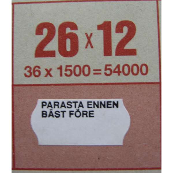 Meto etiketti 26x12 valkoinen PARASTA ENNEN /1500