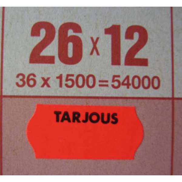 Meto etiketti 26x12 fluoripunainen TARJOUS /1500