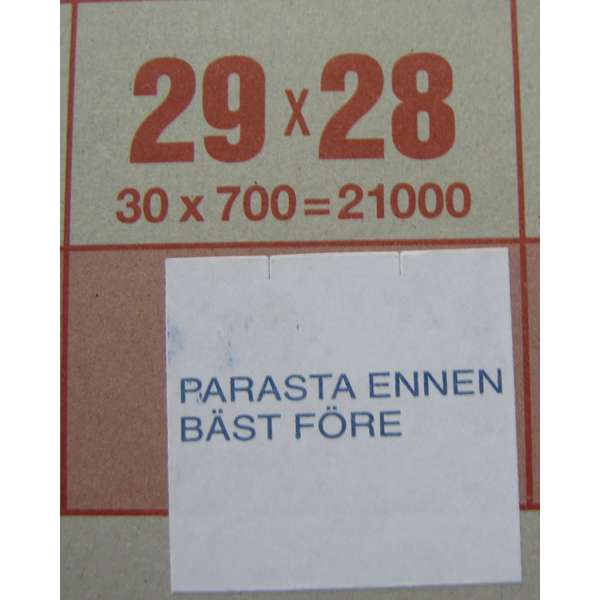 Meto etiketti 29x28 valkoinen PARASTA ENNEN /700