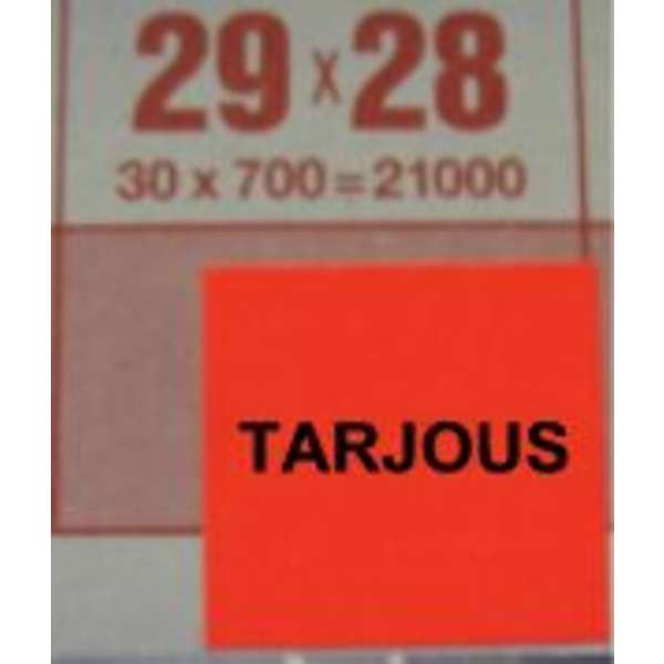 Meto etiketti 29x28 fluoripunainen TARJOUS /700
