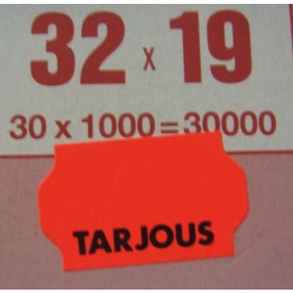 Meto etiketti 32x19 fluoripunainen TARJOUS /1000