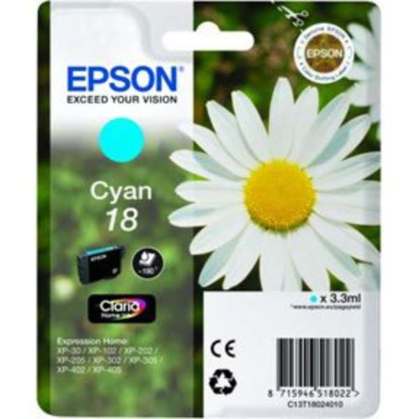 Värikasetti Epson T1802 cyan/sininen